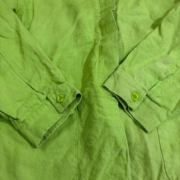 Bloomingdales 100% Linen Lime Green Jacket Shirt Button Down Womens Sz 12 Easter - Picture 11 of 15